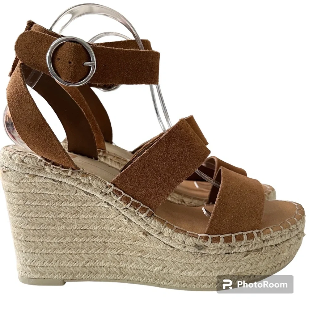 Dolce Vita Shae Suede Platform Wedge Espadrilles Cognac Size 10